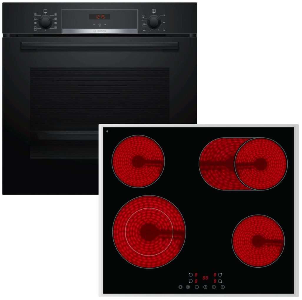Backofen-Set EcoClean Direct mit PKM Glaskeramikkochfeld Bräterzone autark 60 cm