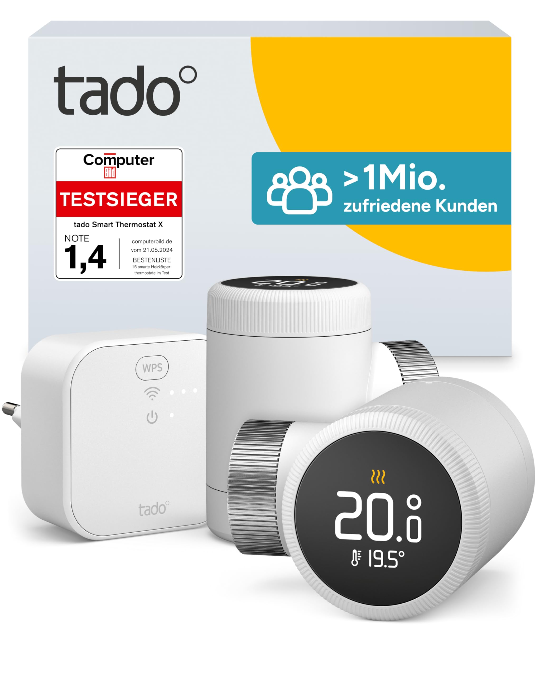 tado° Smartes Heizkörperthermostat X Starter Kit mit Bridge X für intelligente Heizungssteuerung