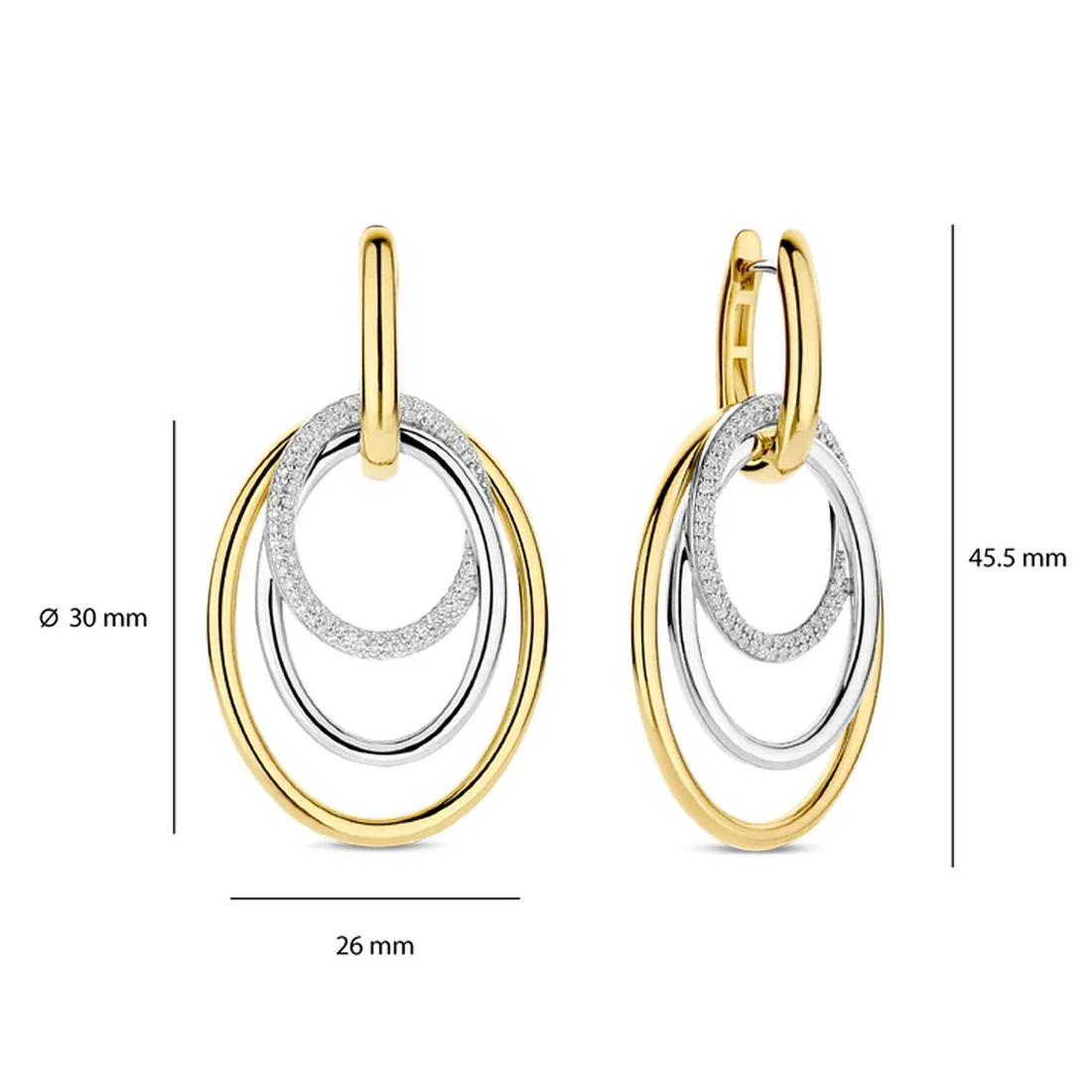 Orecchini Ti Sento Milano pendenti ovali bicolore e pietre 78067ZY