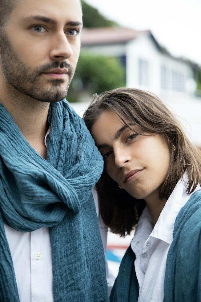 Pure Linen Scarf | Bleu Austral