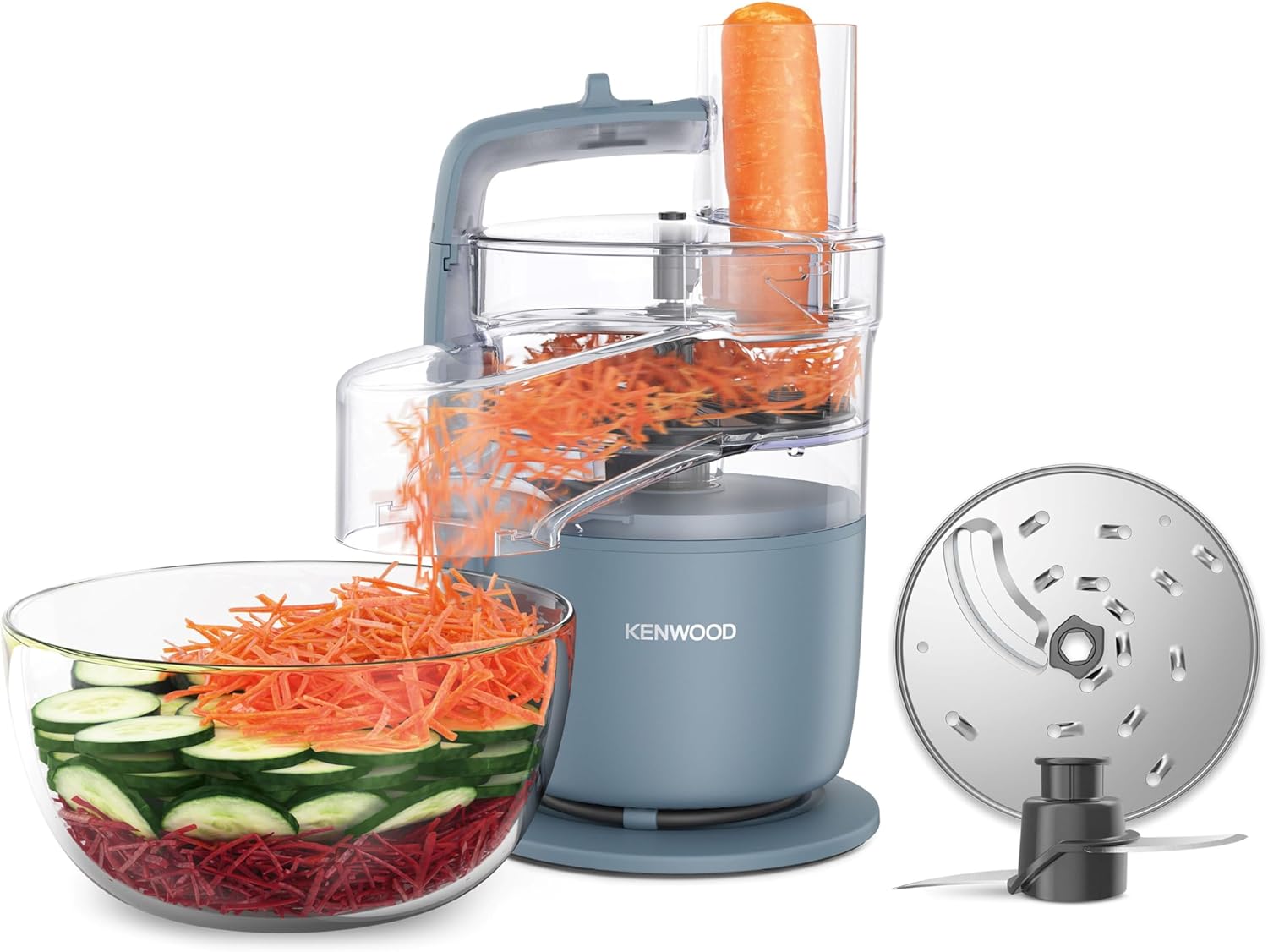 Kenwood MultiPro Go FDP22.130GY Robot Kitchen Chopper, Electric Vegetable Cutter for Chopping, Cutting, Grating, and Kneading with Express Serve Accessory, Bowl 1.3L, 650W