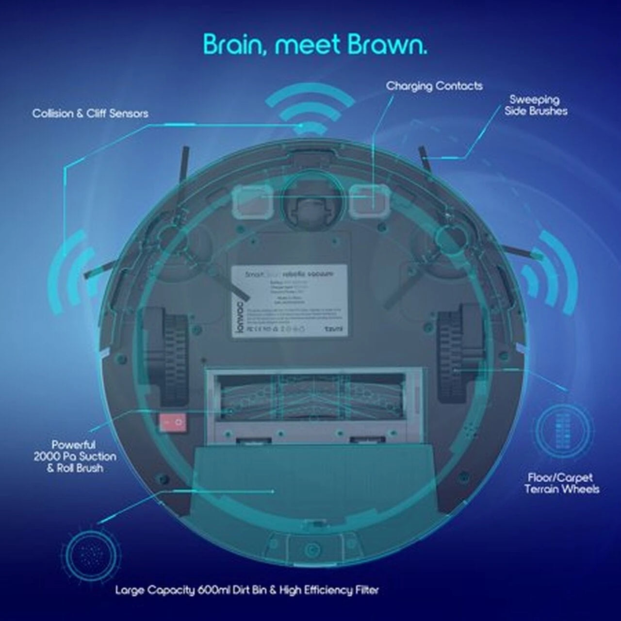 Ionvac Smartclean 2000 Robovac &ndash; Hardwood & Carpet Smart Robotic Vacuum, Controlled via Mobile App or Voice Activated Commands