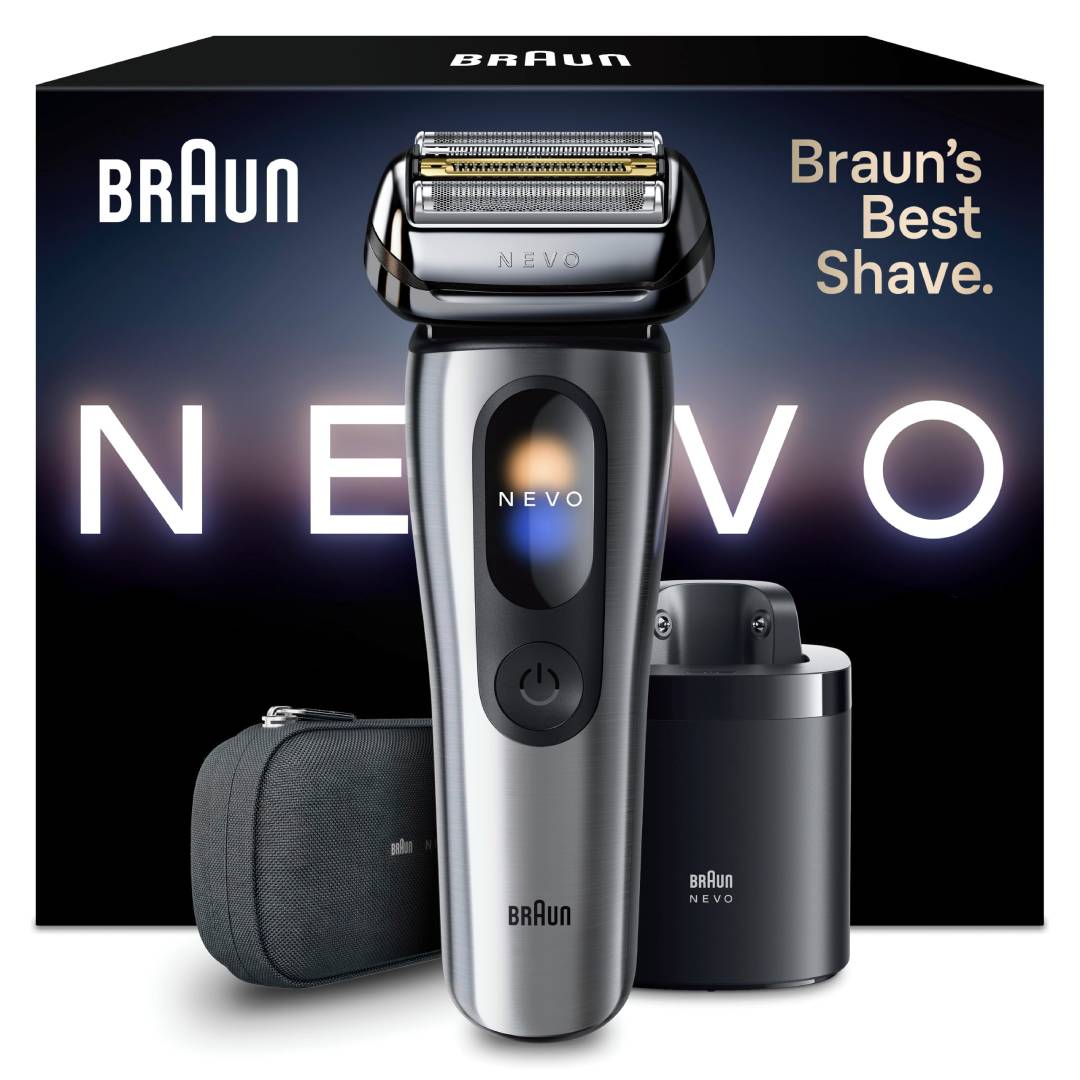 Herren-Elektrorasierer NEVO11005C für Bart und Gesicht 250 Klingen AeroTouch-Technologie Smart Display 60 Min Akkulaufzeit 7-in-1 Pflegesystem