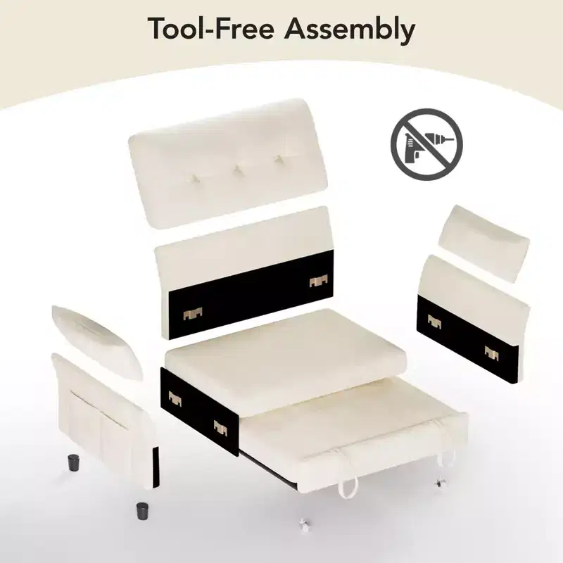 Chenille Sleeper Sofa Bed, Convertible Couch with Pull-Out Bed for Living Room