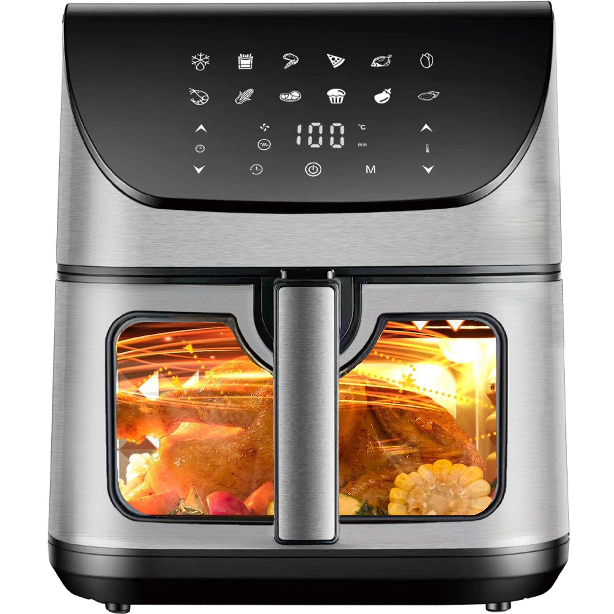 Heißluftfritteuse 8.5 L Airfryer – 1800 W, Sichtfenster & LED-Display für fettarmes Kochen