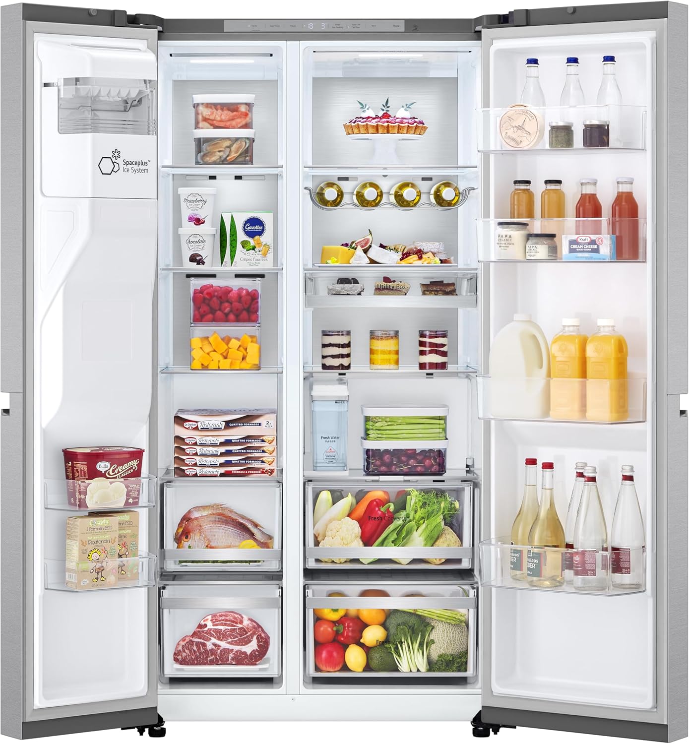 GSLE91MBAC Frigorifero Americano Side-by-Side, Classe C, Frigorifero No Frost, 628L, Wi-Fi, Tecnologia Door&Linear Cooling, Fresh Converter, Dispenser Senza Allaccio, UVnano, Metal Sorbet