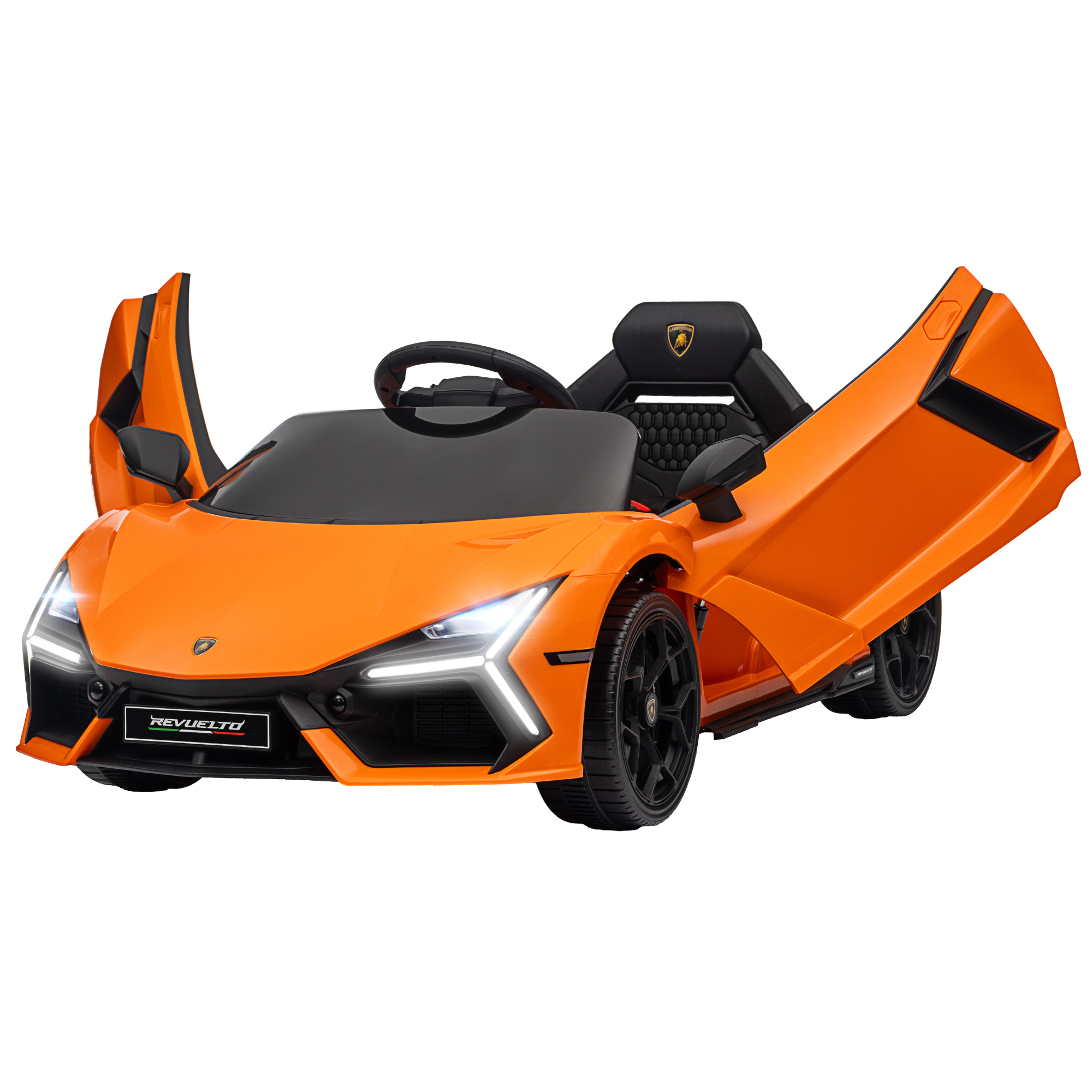 AIYAPLAY Elektroauto für Kinder von 3-5 Jahren, sanfter Antrieb, fernsteuerbar, mit Hupe, Kunststoff und Metall, Orange