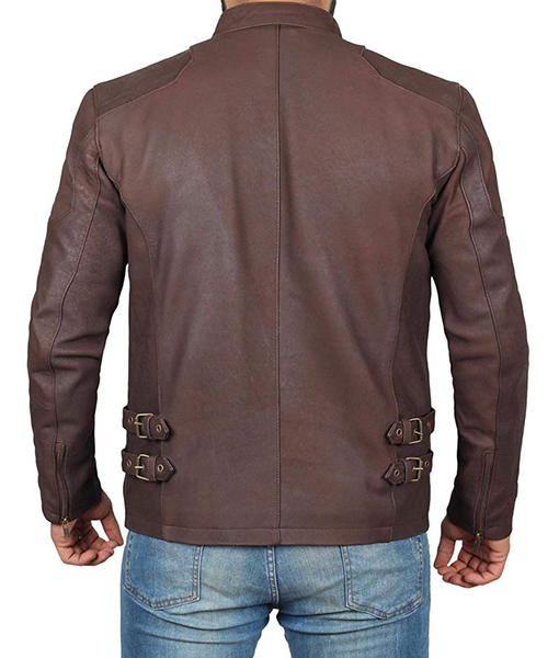 Phillip Distressed Brown Retro Cafe Racer Leather Jacket