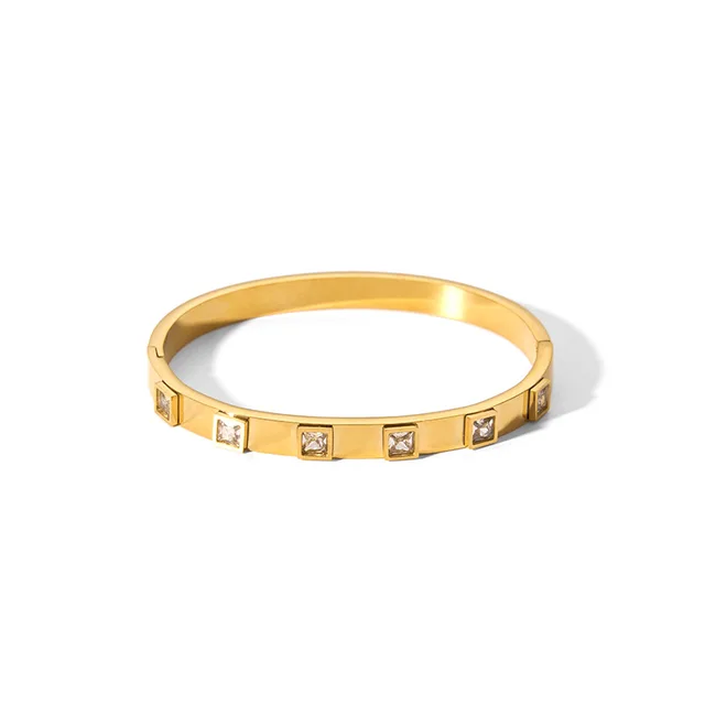 Stainless-Steel Bangle with Cubic Zirconia �C Tarnish Resistant Women��s Bracelet