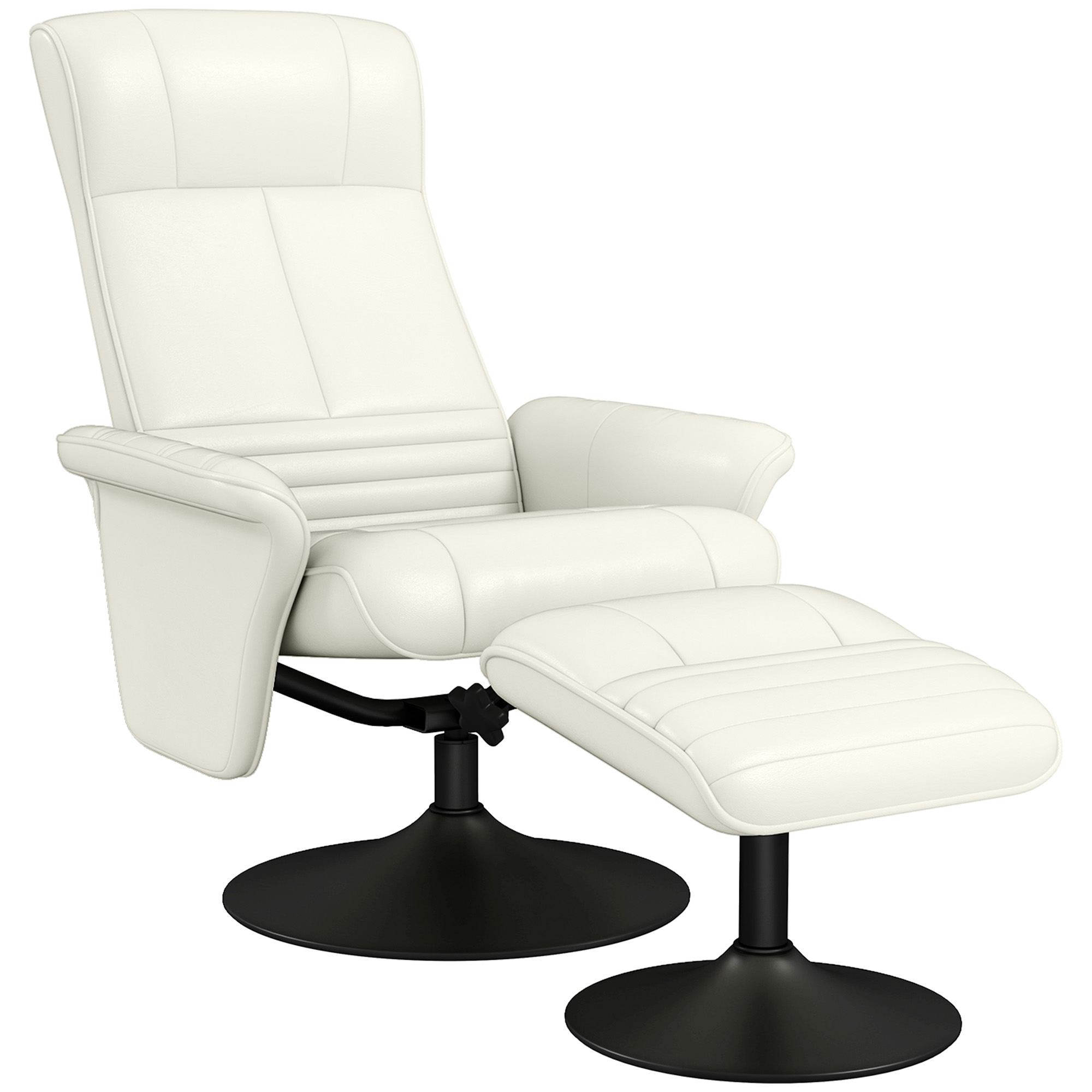 HOMCOM Relaxsessel, Fernsehsessel mit Hocker, drehbar, ergonomisch, Mikrofasertuchoptik, bis 150 kg, Cremeweiß
