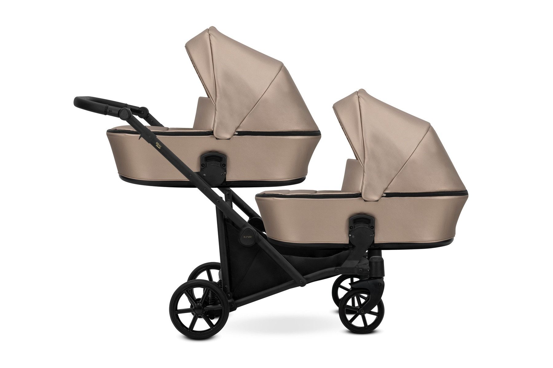 Zwillings-Kombikinderwagen BRAV DUO 2in1 Öko-Leder Doppelkinderwagen - Flexibel und Kompakt