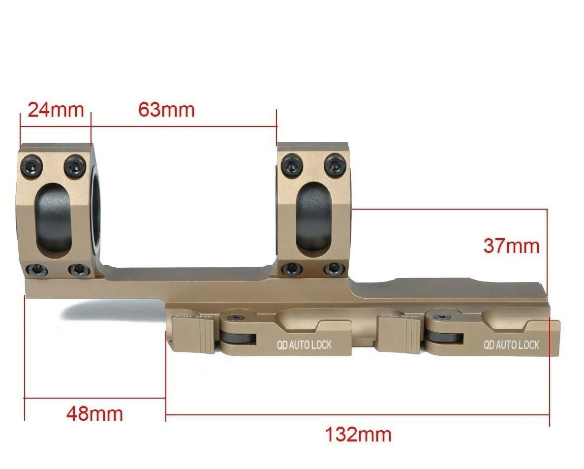 QD Dark Earth Scope Rings Extended Mount Picatinny Rail 30mm 1 inch Rings