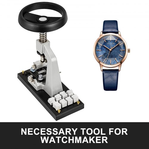 VEVOR 5700 Tisch Uhrenöffner 10 cm × 25 cm, Uhrengehäuseöffner Durchmesser 15 cm, Uhren Öffner Werkzeug Set 3 kg, mit Uhrenarmbandhalter, Reparatur Uhrwerkzeug - Holzbasis für Rolex, Tudor Uhren