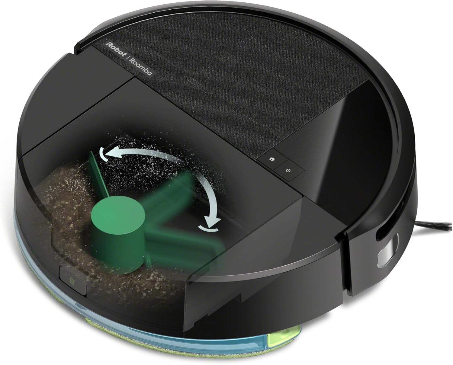 iRobot Roomba 205 DustCompactor Combo, Robot Aspirapolvere Lavapavimenti, Senza Sacchetto, Raccoglie e Compatta la Polvere, Navigazione LiDAR, Rileva Tappeti/Moquette, Controllo tramite App, Nero