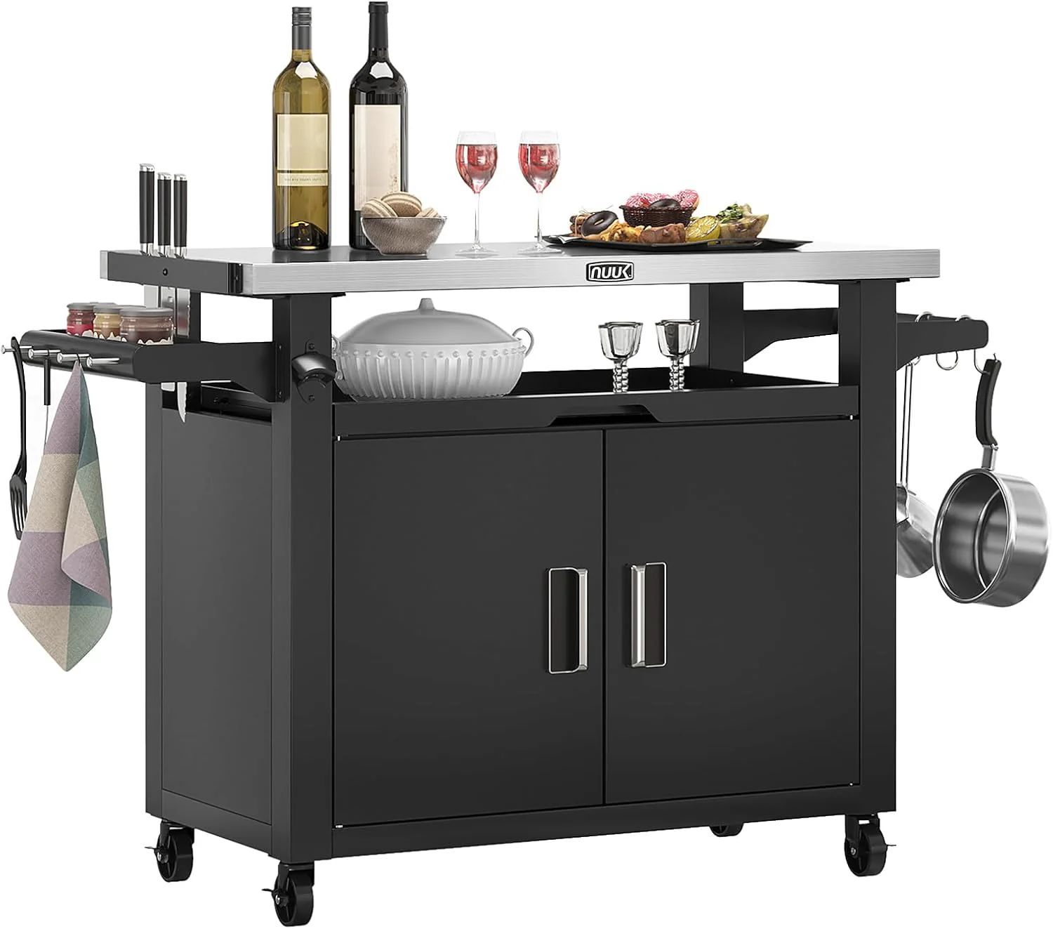 VersaCook Outdoor Grill Cart with Stainless Steel Top & Storage Cabinet