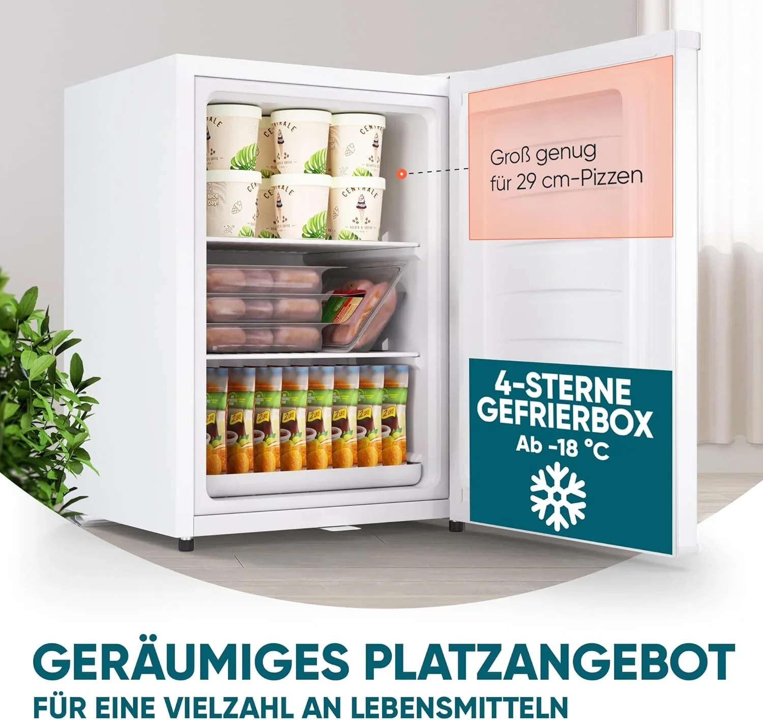 Stillstern Mini Gefrierschrank (42L) -18��C, Eisw��rfelschale, Schloss, T��ranschlag wechselbar, 4-Sterne Tiefk��hlschrank f��r Camping/B��ro Gefriertruhe Klein Gefrierschrank Klein Tiefk��hltruhe