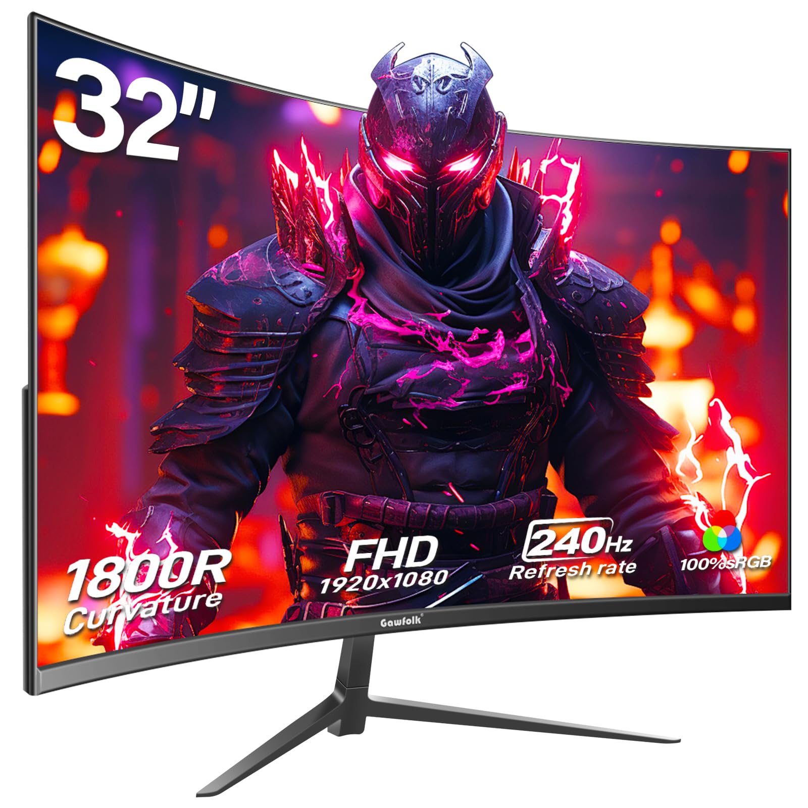 Gebogener Gaming-Bildschirm 32 Zoll 240 Hz Full-HD-Auflösung 1920 x 1080 VA-Panel 1 ms Reaktionszeit HDMI DisplayPort 1800R
