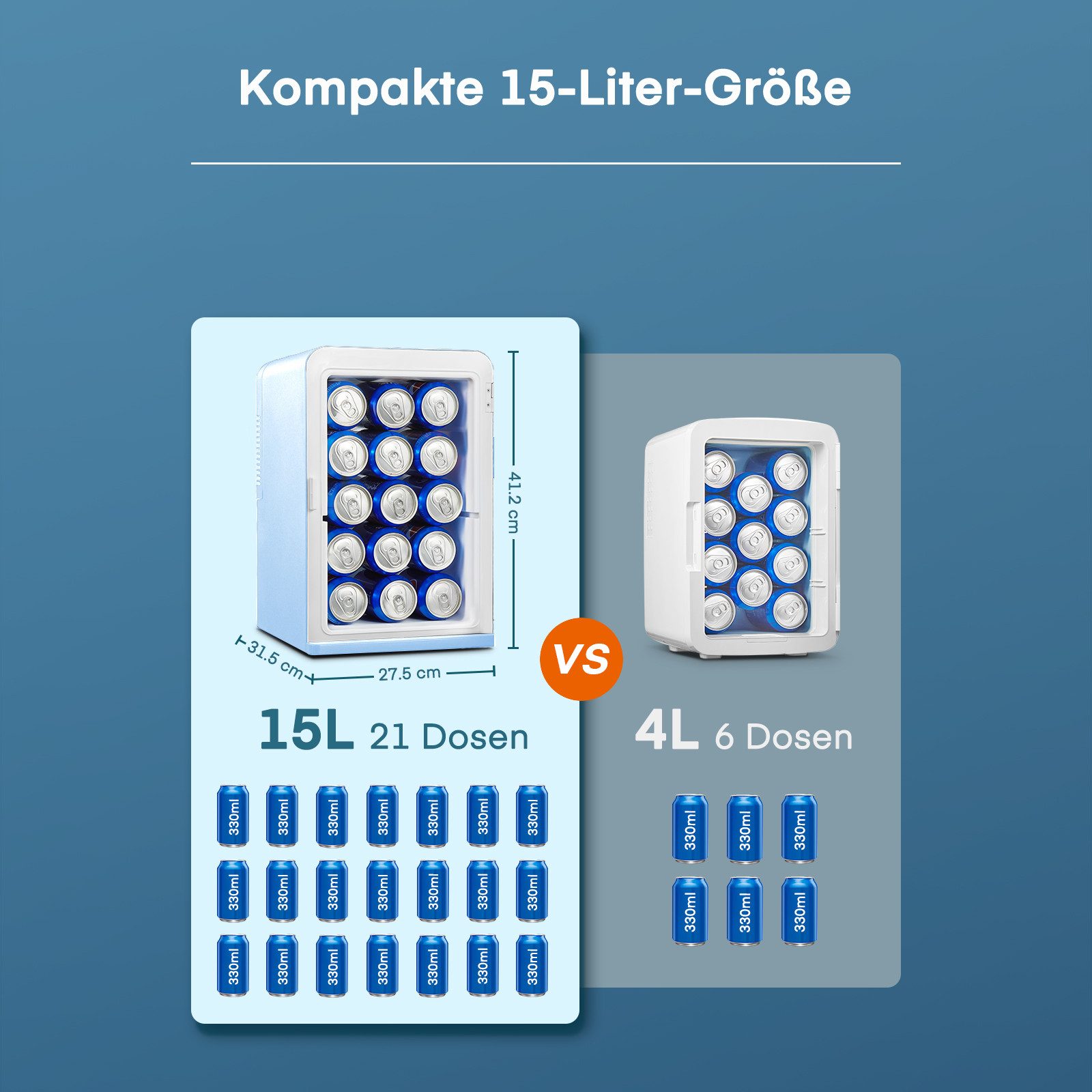 Kühlschrank YT-A-15X 2 in1 Mini Fridge 15 L, Kühlen und Heizen, Tragbar, DC/AC