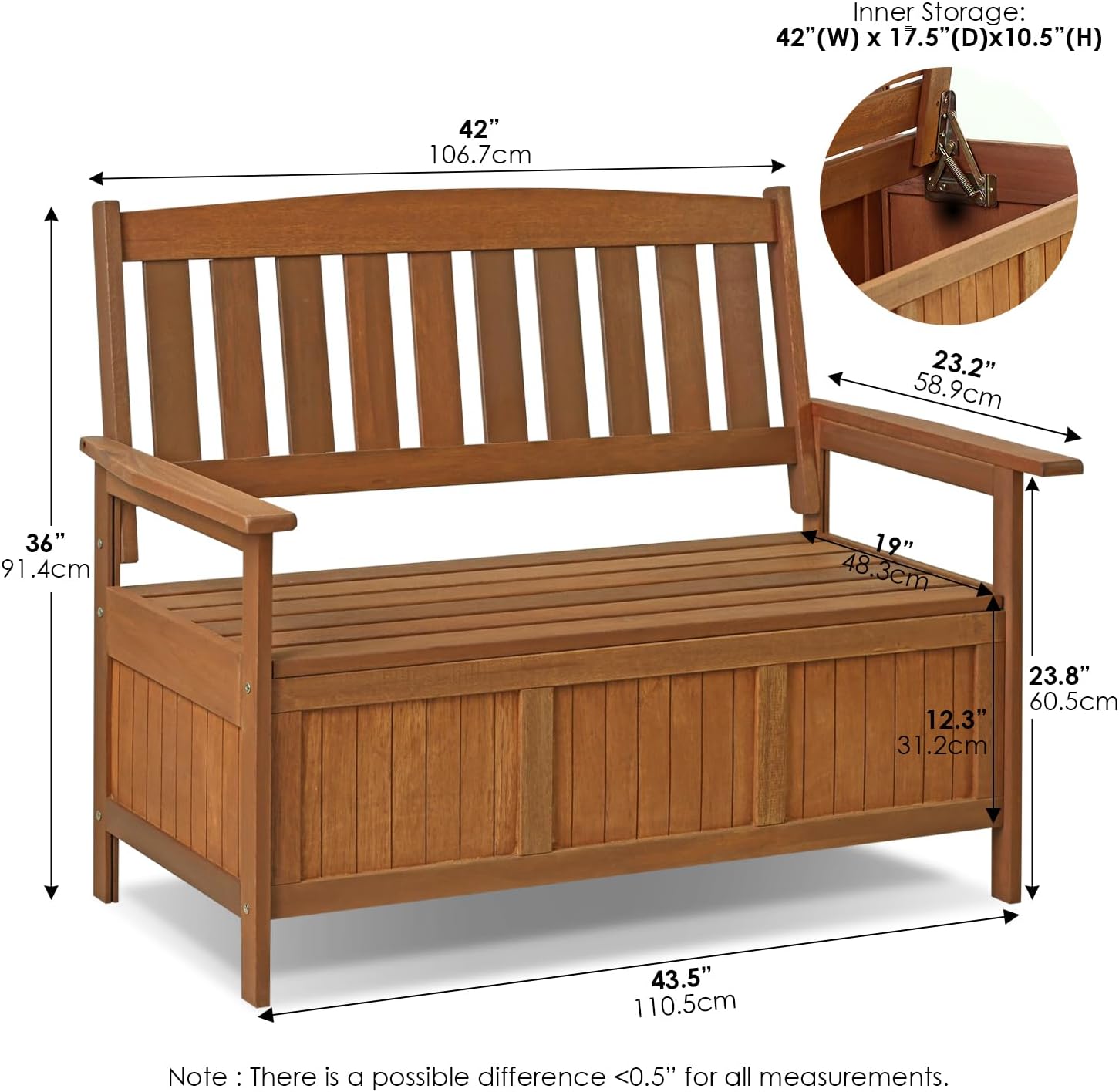 Furinno Tioman Outdoor Storage Box, Wood, Natural, One Size