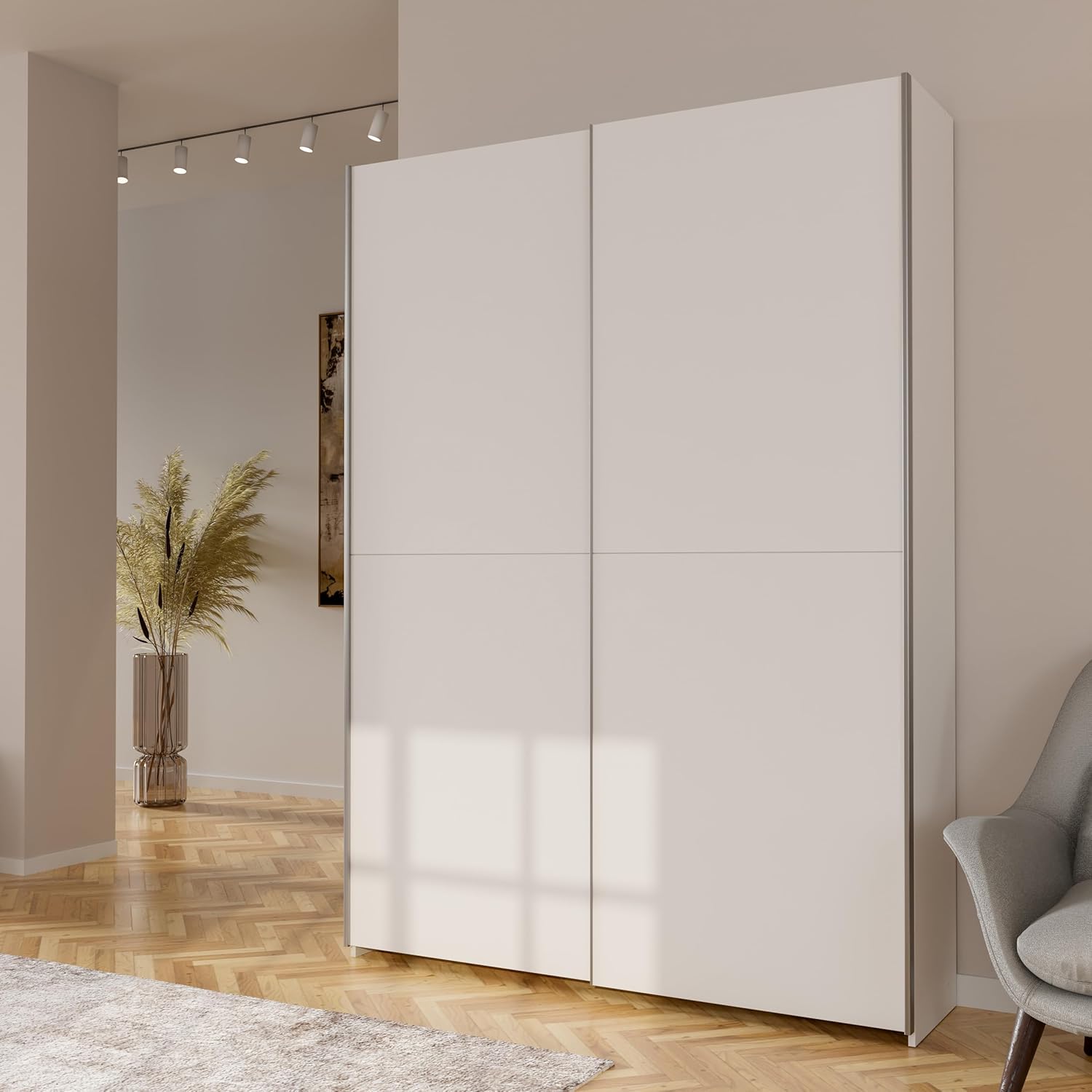 Forte Home Nook 150 Modern Wardrobe with 2 Doors Bedroom White Wood 150cm Width x 210cm Height x 39cm Depth