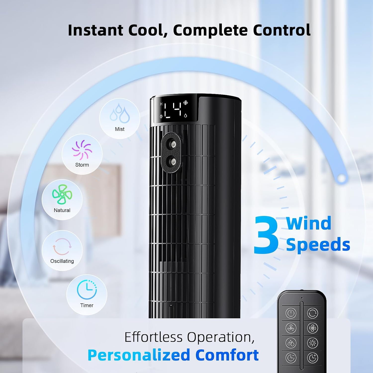 Mobile Klimaanlage mit Wasserkühlung, 4-in-1 Luftkühler Tragbar, Leiser Air Cooler mit 2-10h Timer, 90° Oszillation & 4 Stufen, Mobiles Kühlgerät für Zuhause, Büro und Schlafzimmer