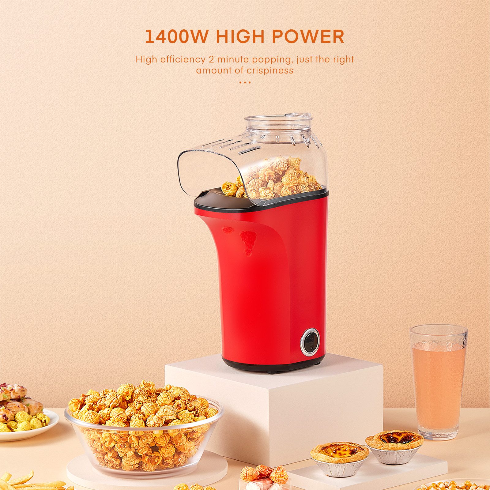 Popcornmaschine Professioneller Heißluft-Popcornmaschine mit 4L Kapazität