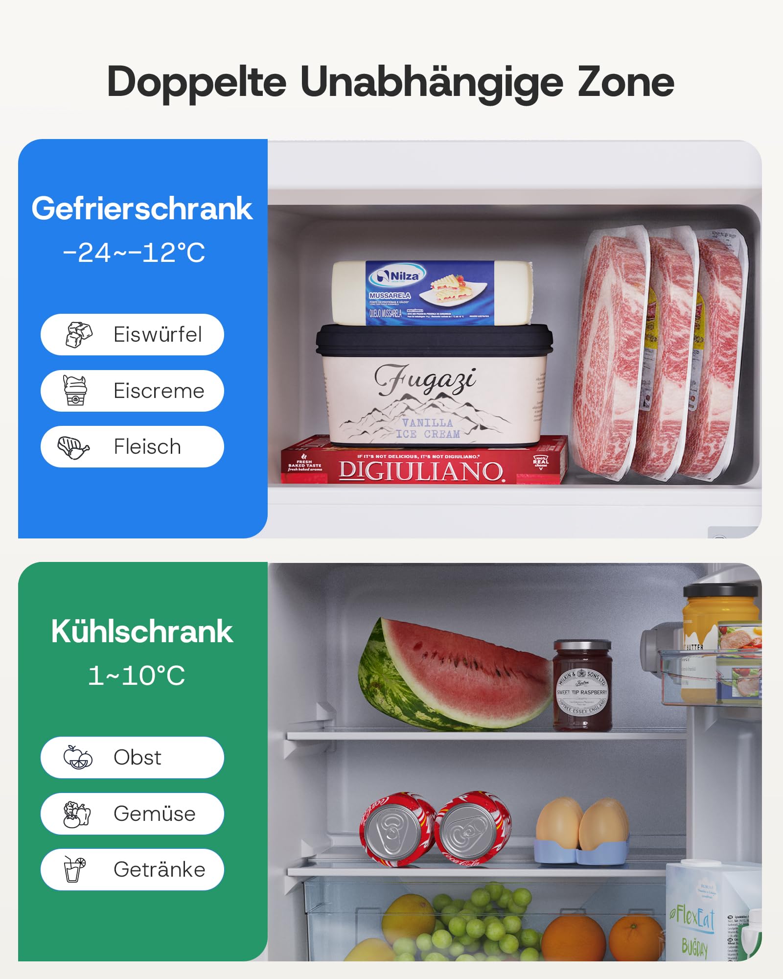 84L Kühl-Gefrierkombination, 59L Kühlfach und 25L 4-Sterne-Gefrierfach, freistehend, 220V, schwarz