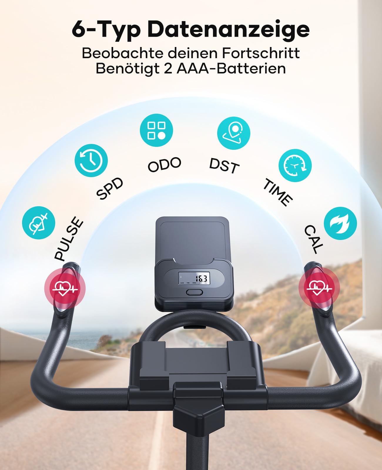 Heimtrainer Fahrrad mit Magnetwiderstand 15 kg Schwungrad App-Kompatibilität Herzfrequenzmessung LCD-Display bis 160 kg