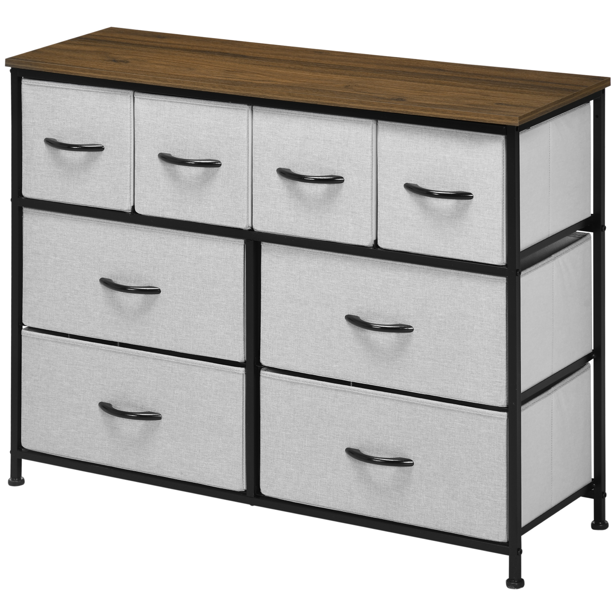 HOMCOM Kommode 8 Schubladen Schrank Schublade Stoff Faltbar - Schwarz Stahlstruktur - 100 x 30 x 78 cm