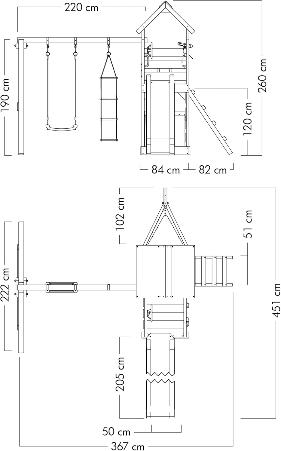 WICKEY Spielturm Klettergerüst SeaFlyer mit Schaukel & roter Rutsche, Outdoor Kinder Kletterturm mit Sandkasten, Leiter & Spiel-Zubehör für den Garten