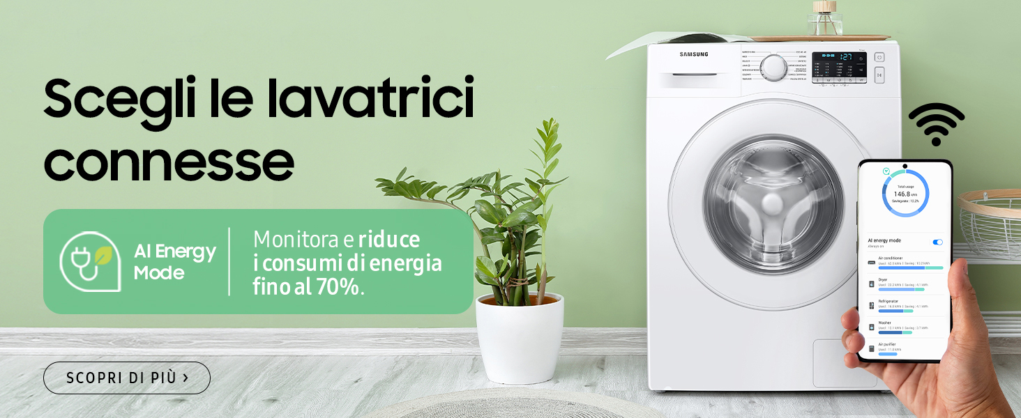Scegli le lavatrici connesse, monitoria e riduce i consumi di energia fino al 70%