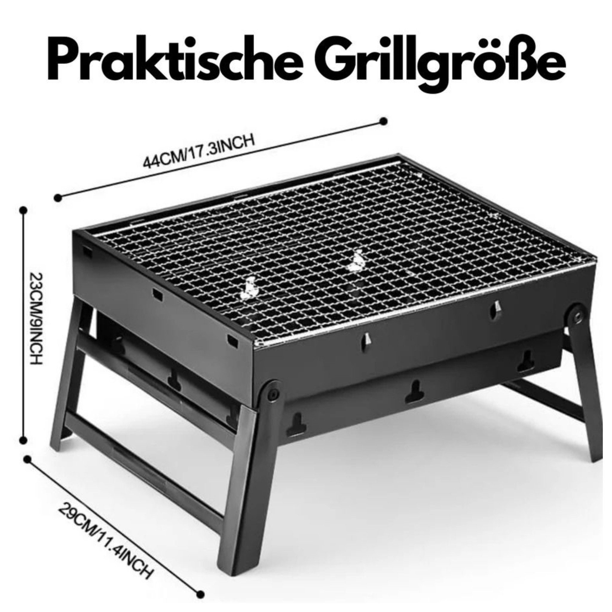 Tischgrill IMEX tragbarer mini BBQ Gill 44x29x23cm kompakt 1,5 kg