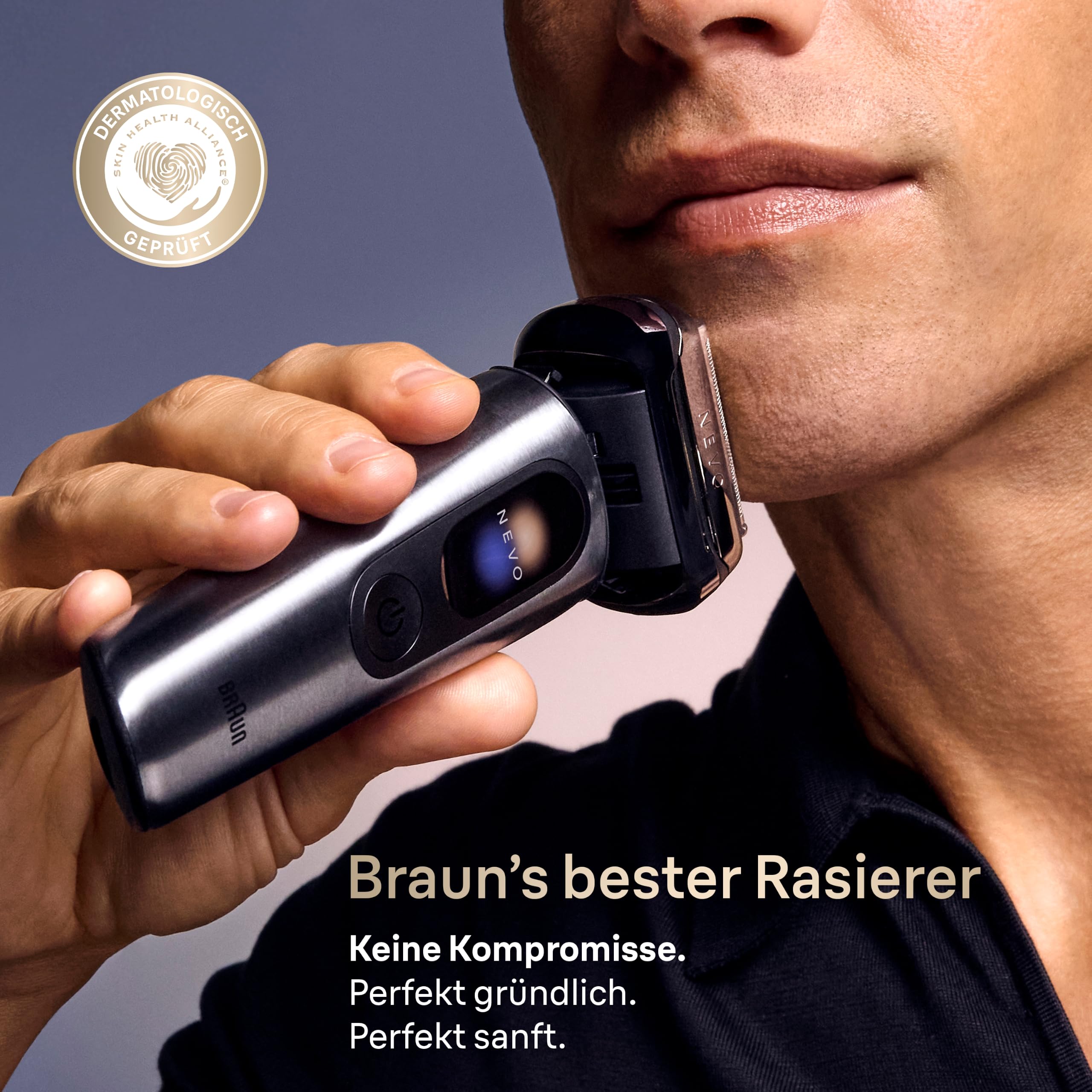 Elektrorasierer Herren NEVO17015C mit 7-in-1 Pflegesystem, AeroTouch-Technologie und Reise- & Ladeetui, Graphit