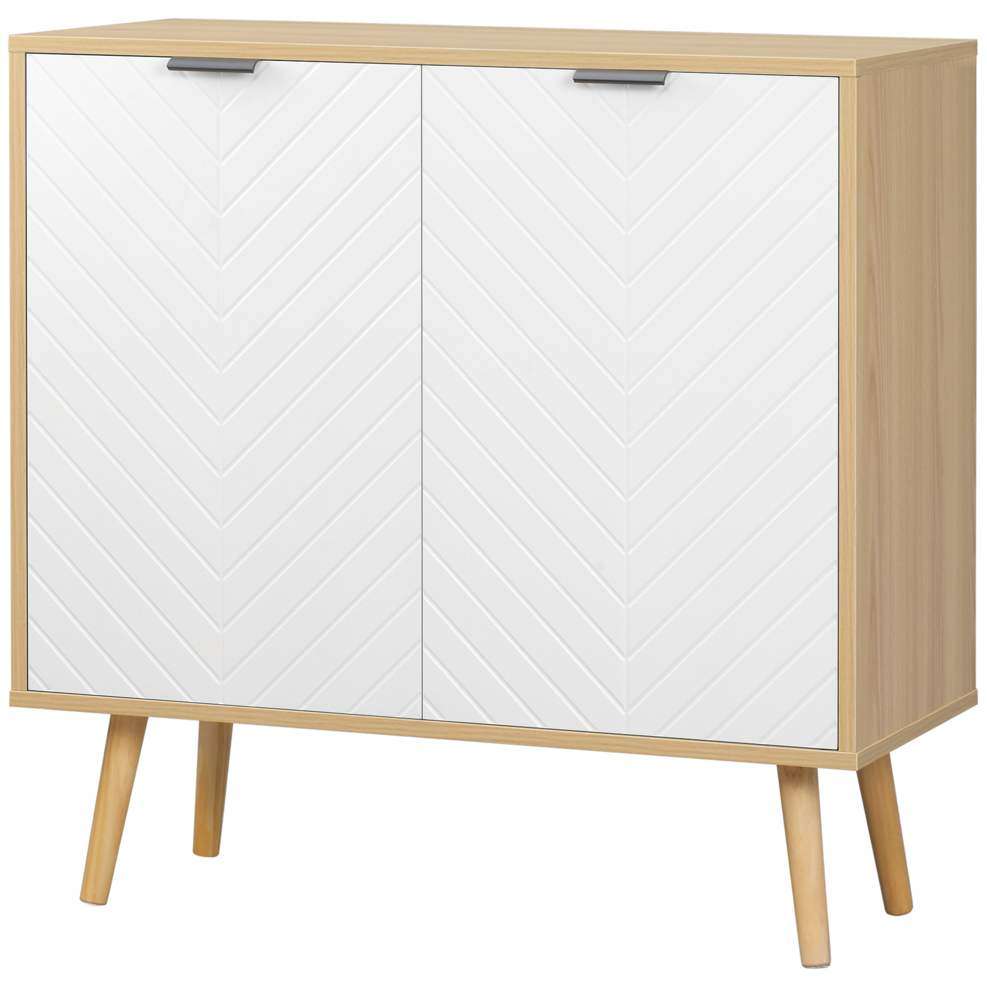 HOMCOM Moderner Mehrzweckschrank aus Spanplatte und Kiefernholz mit verstellbarem Innenregal auf 3 Ebenen, 77x35x77.5 cm