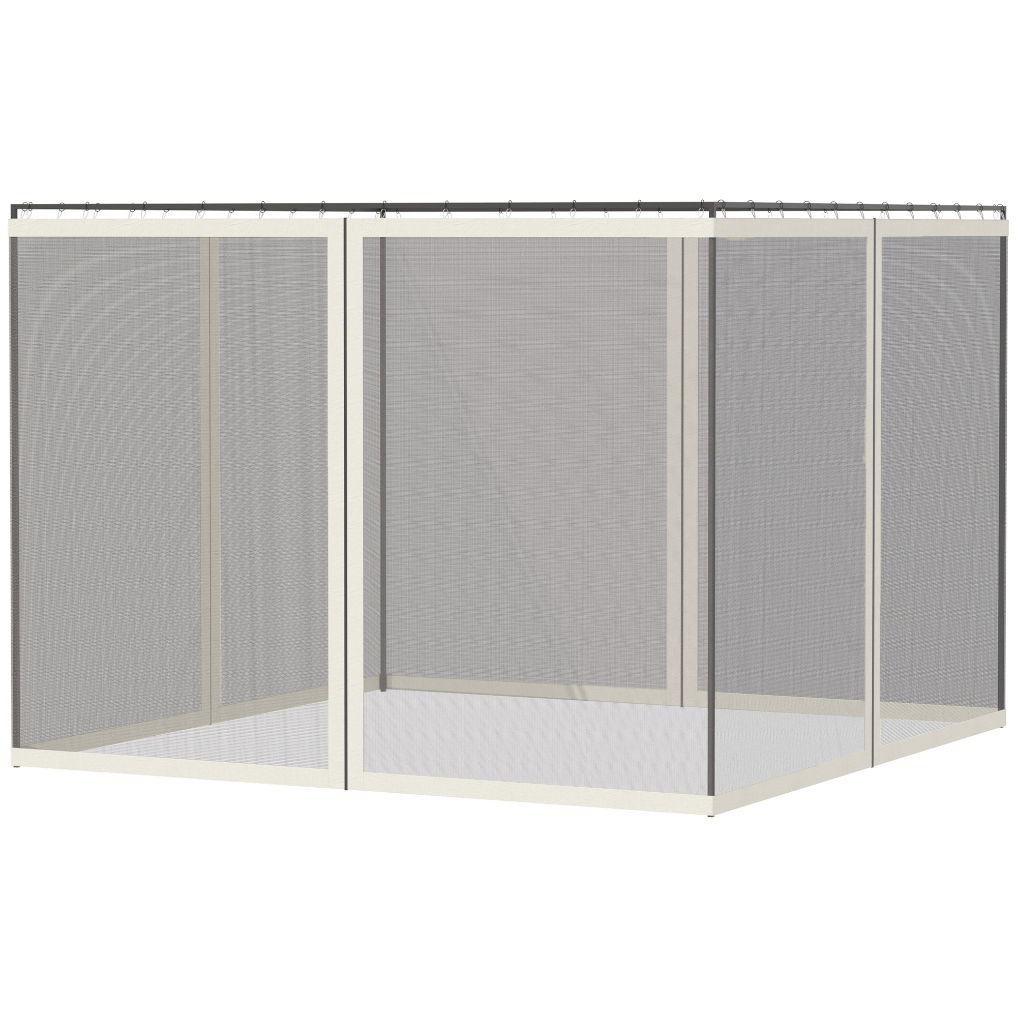 Outsunny Moskitonetze für Pavillon Zelt Gartenpavillon 3 x 4 m - Set mit 4 Moskitonetzen mit Reißverschluss + Haken zur Befestigung