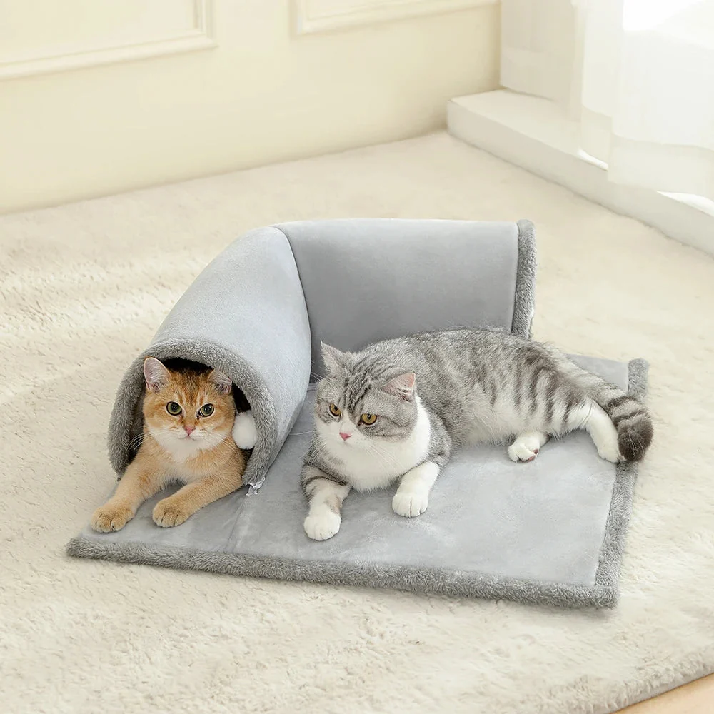 Plush Cat Tunnel Cube Bed �C Soft Padded Interior for Sleep & Play