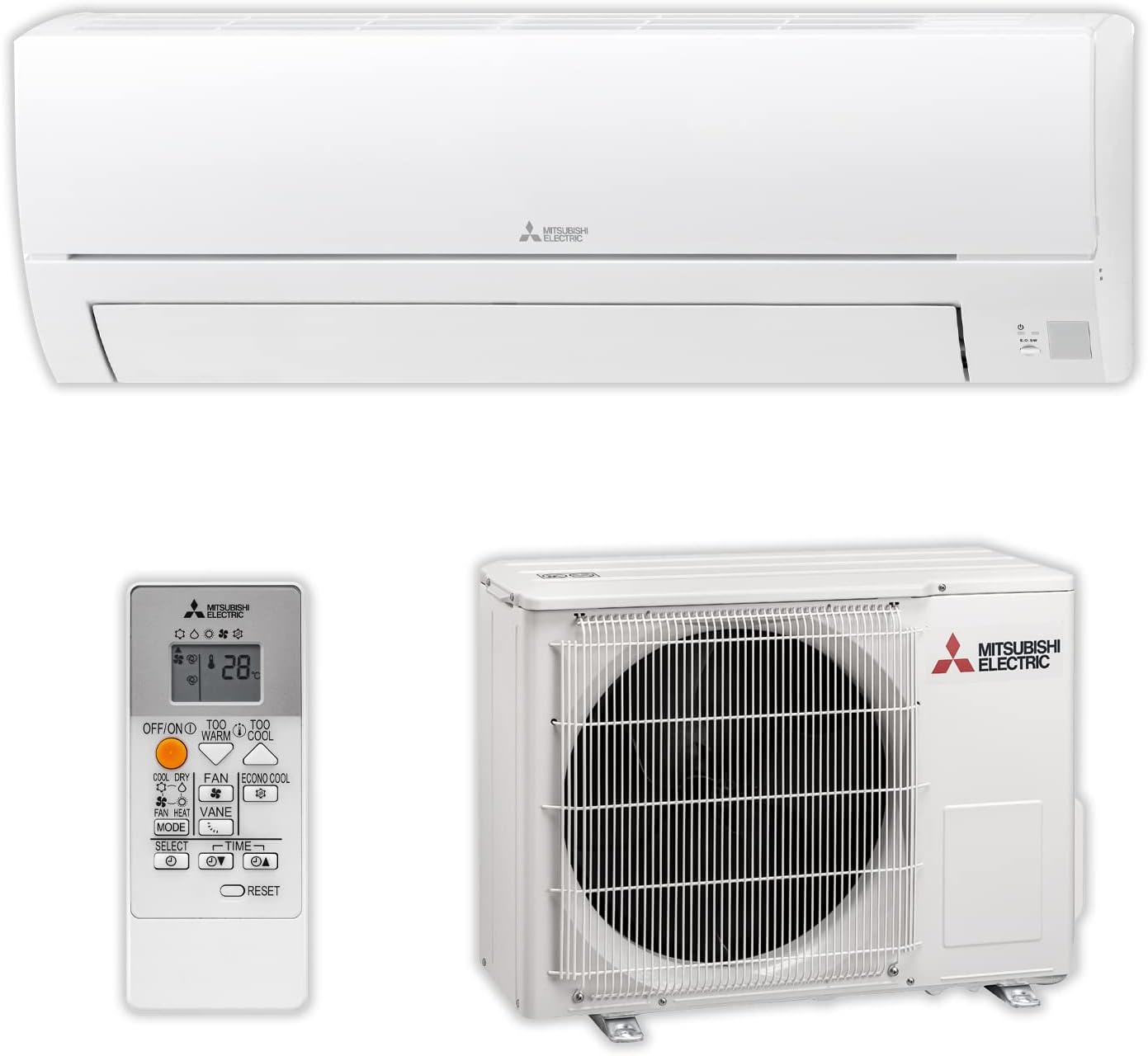 Condizionatore Fisso Mitsubishi Electric MSZ-HR25VF, 1 Unità Interna + 1 Unità Esterna, Caldo e Freddo, Telecomando Incluso, 9.000 BTU