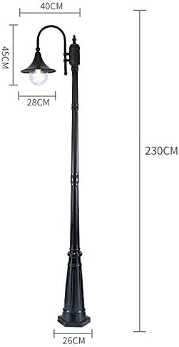 Außen Standleuchte Schwarz Aluminium Und Acryl H230CM,E27,IP65 Mastleuchte Robust Wasserdicht Wegeleuchte Terrasse Wege Außenleuchte Gartenlampe Außenlampe Straßen-Laterne