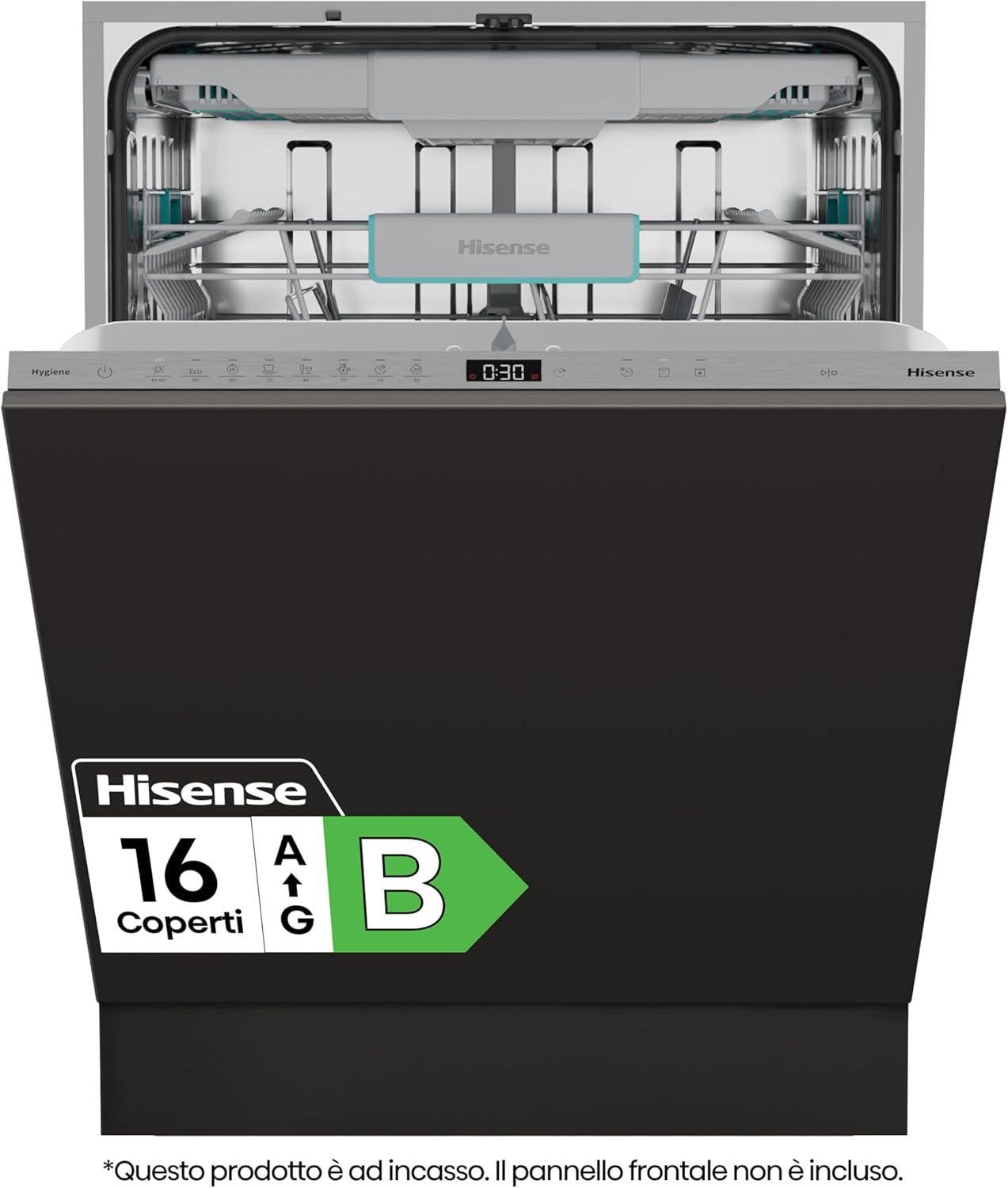 Hisense HV16B, Built-in Dishwasher, Class B, 16 Places, 40db, 8 Programs, Touch Control, Fast Cleaning, Automatic Door Opening, Remaining Time Indicator, 9.5L
