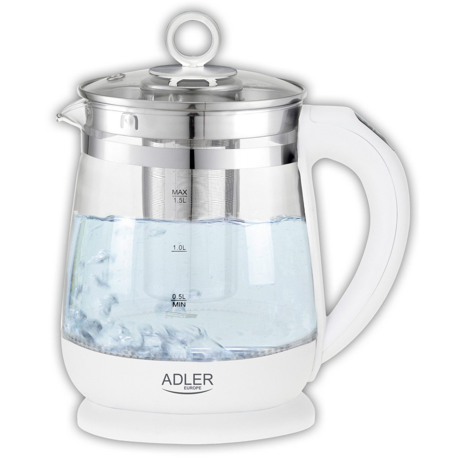 Wasserkocher AD 1299 Wasserkocher/Teekocher mit Sieb 1,5 L- 2200 W in Weiß