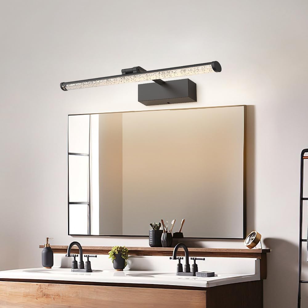 Wandleuchten/Dekorationsleuchten, 4000K LED-Waschtisch-Lichtleiste, um 180° drehbar, mit Kristallblase(Dark,40cm)