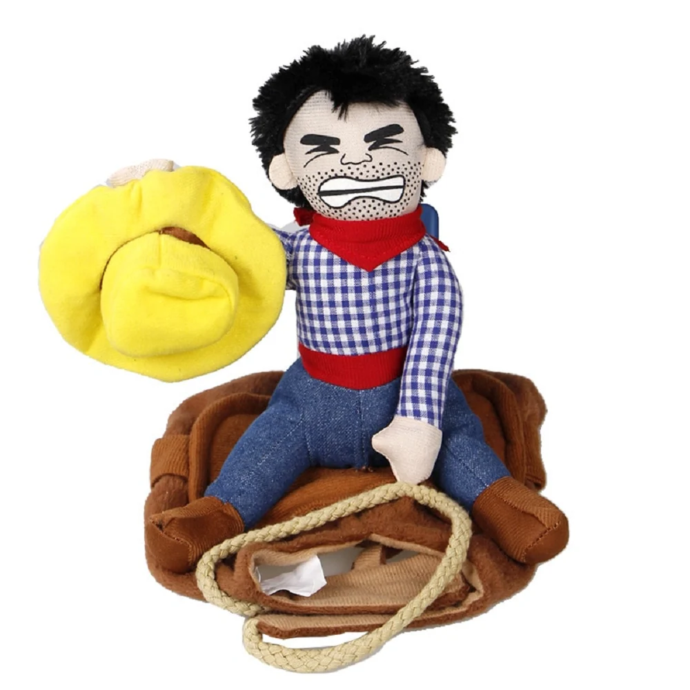 Funny Cowboy Halloween Dog Costume Novelty Rider Jacket for Dogs & Cats
