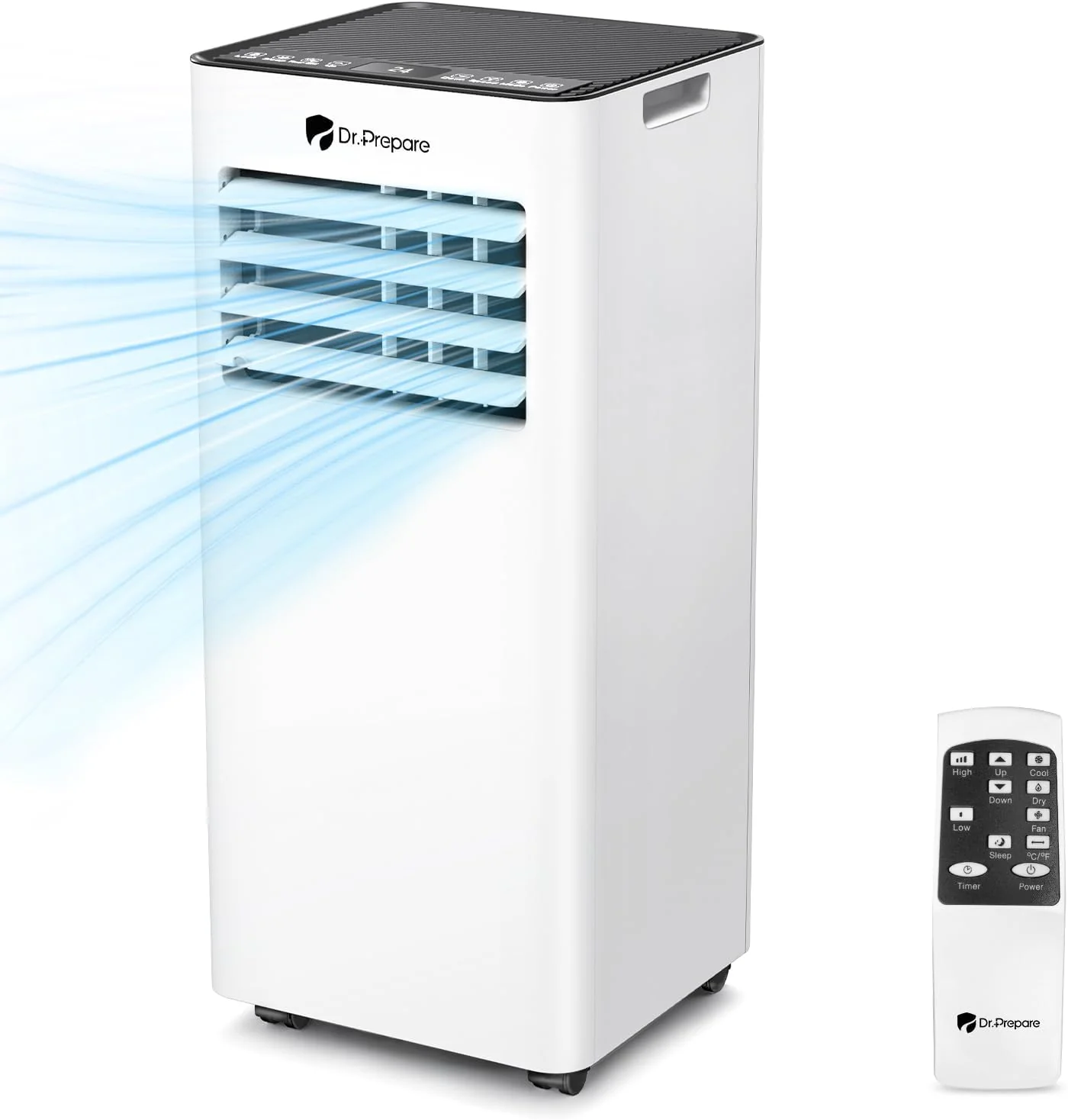 DR.PREPARE Mobiele Airconditioner 9000 BTU met APP, 4-in-1 Mobiele Airco met Afvoerslang, Koelen&Ventileren&Ontvochtigen, Ventilator & Slaapmodus met Afstandsbediening, Koelt tot 30m2, 1-24H Timer