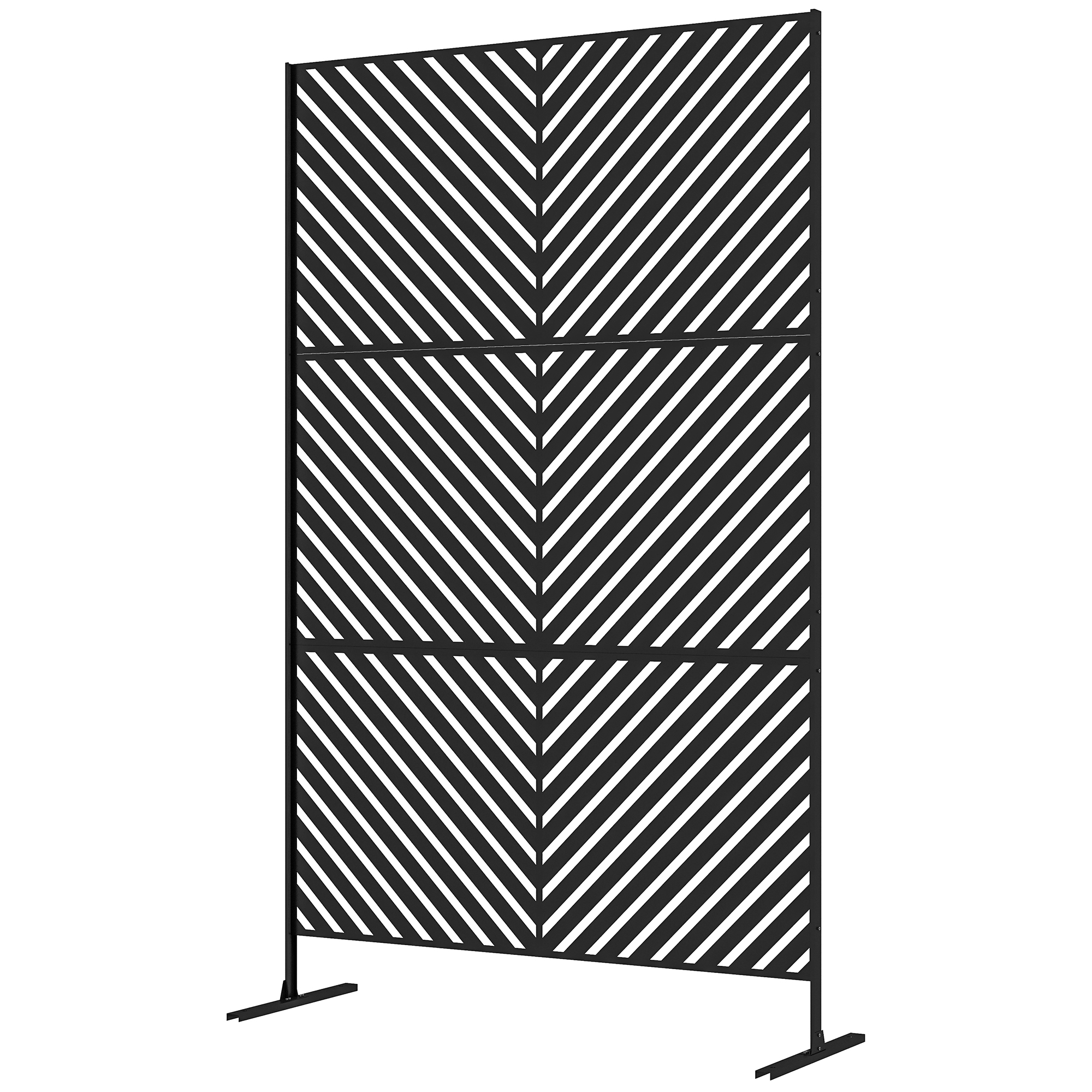 Outsunny Sichtschutz Sichtschutz Garten Gartenabtrennung, geometrische Formen, Metall, 122 x 45 x 198 cm, Schwarz