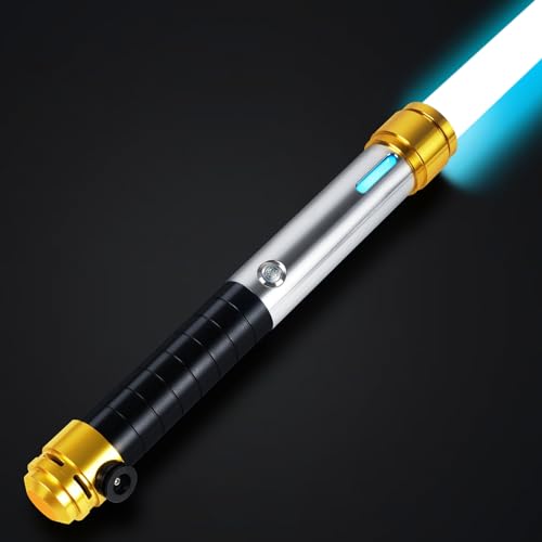ELESKOCO Motion Control Duell   Spada laser Smooth Swing Infinite RGB, 16 colori, impugnatura in metallo di alta qualità, con 16 suoni Fonts Lightsaber per adulti, colore nero : Giochi e giocattoli
