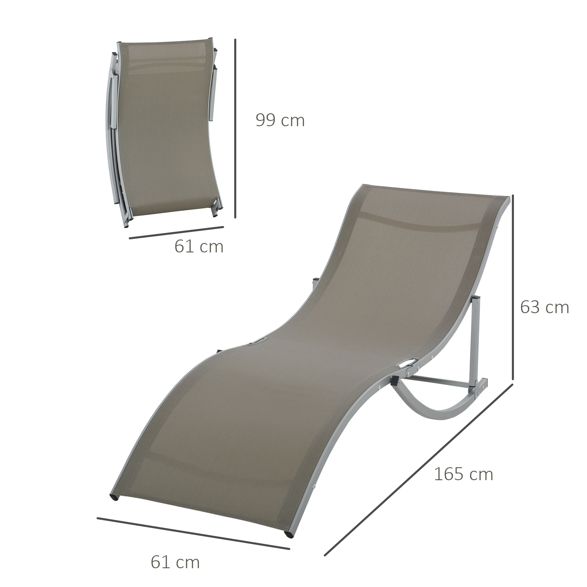Set van 2 tuinstoelen ligstoel stoffen ligstoel relaxstoel ergonomisch aluminium Texteline