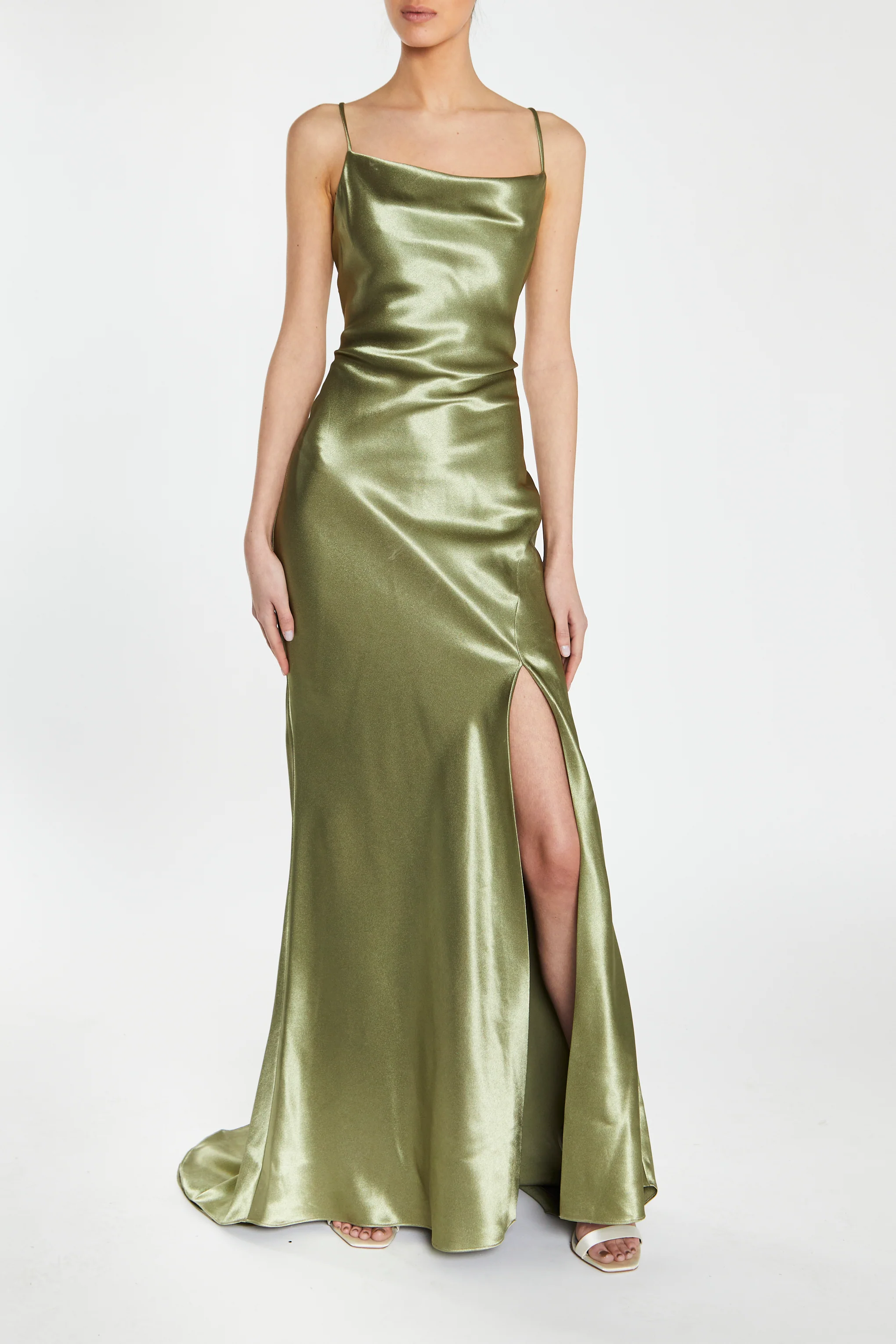 Pippa Sage Green Bridesmaid Cowl-Neck Slip Dress