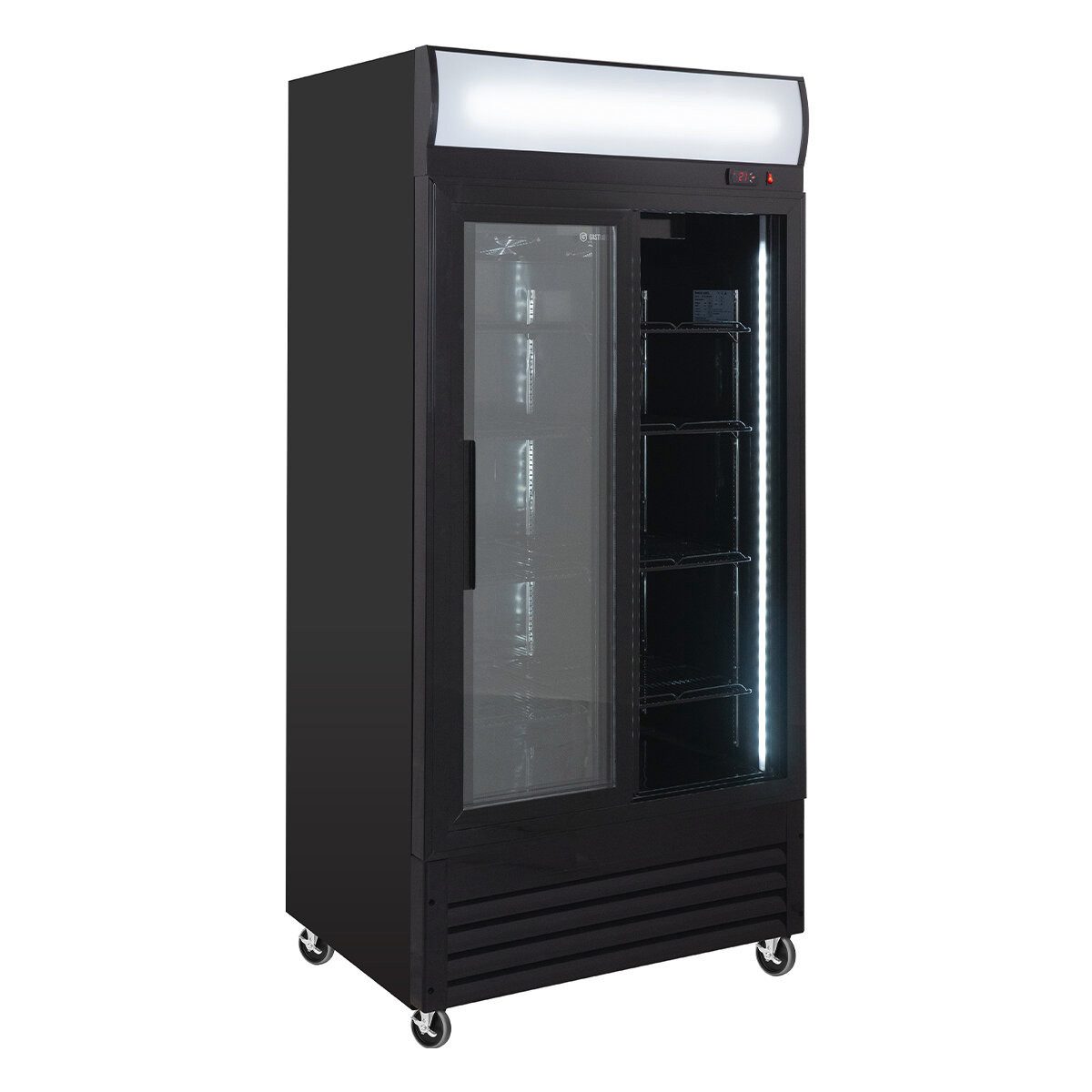 Getränkekühlschrank Getränkekühlschrank 630 - Leuchtaufsatz, Schiebetüren, schwarz, LED
