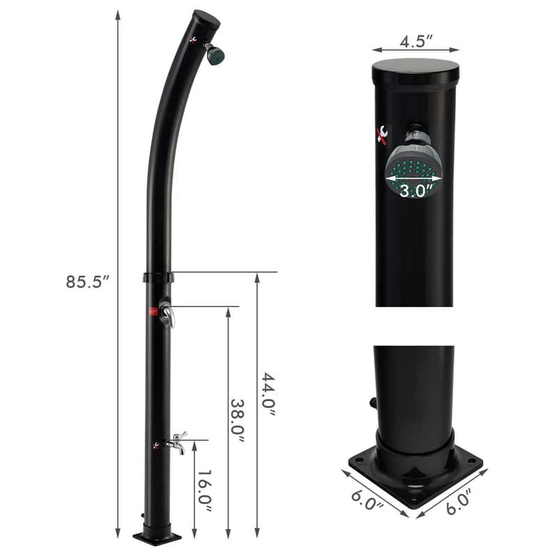 Eletriclife 7.2 Feet 5.3 Gallon Solar-Heated Shower with 360° Rotating Shower Head