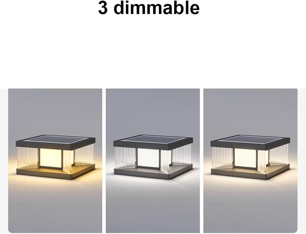 Quadratische Stehlampe mit hoher Helligkeit, solarbetrieben, Aluminiumdruckguss, wasserdicht, für den Außenbereich, 1 Stück, Säulenlaterne für Zaun, Park, Veranda, Landschaftsbeleuchtung.